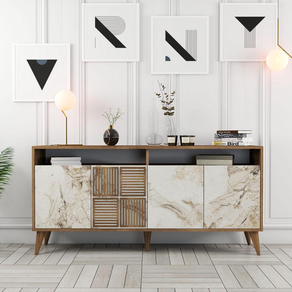 Hanah Home Milan 160 Komoda, Bijelo-Braon