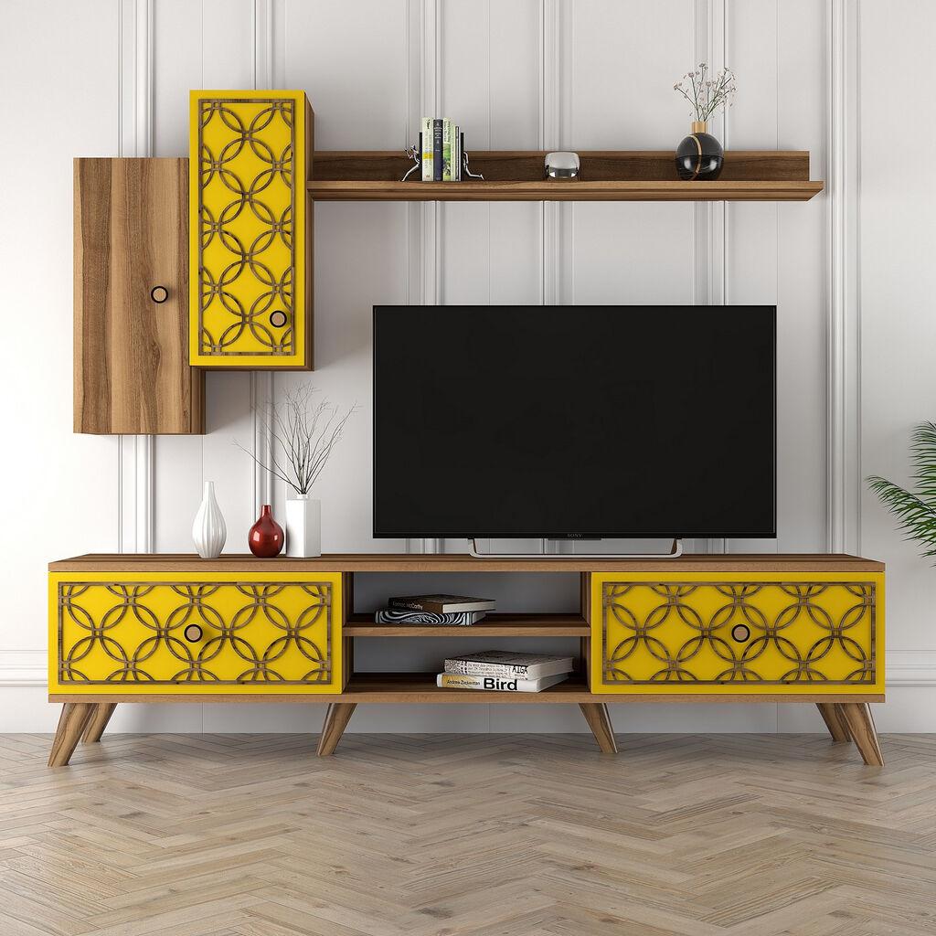 Hanah Home TV polica klase S, smeđe-žuta