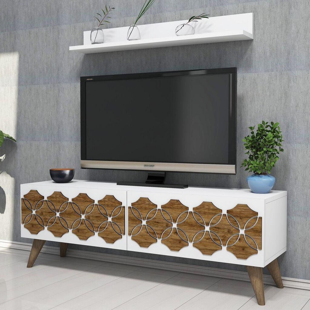 Hanah Home Nisan TV komoda, Bijela-Smeđa