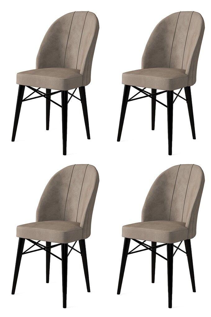 Hanah Home Set od 4 trpezarijske stolice Rhythm Cappuccino - crne