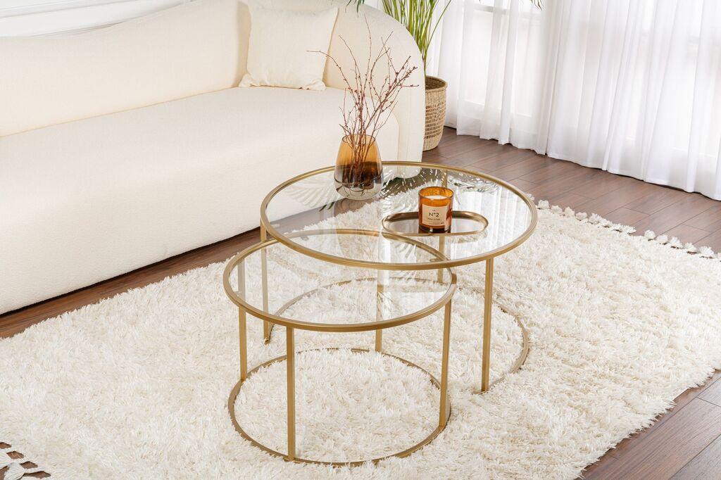 Hanah Home Bijelarus Set klub stolčića, 2 komada, Zlatni