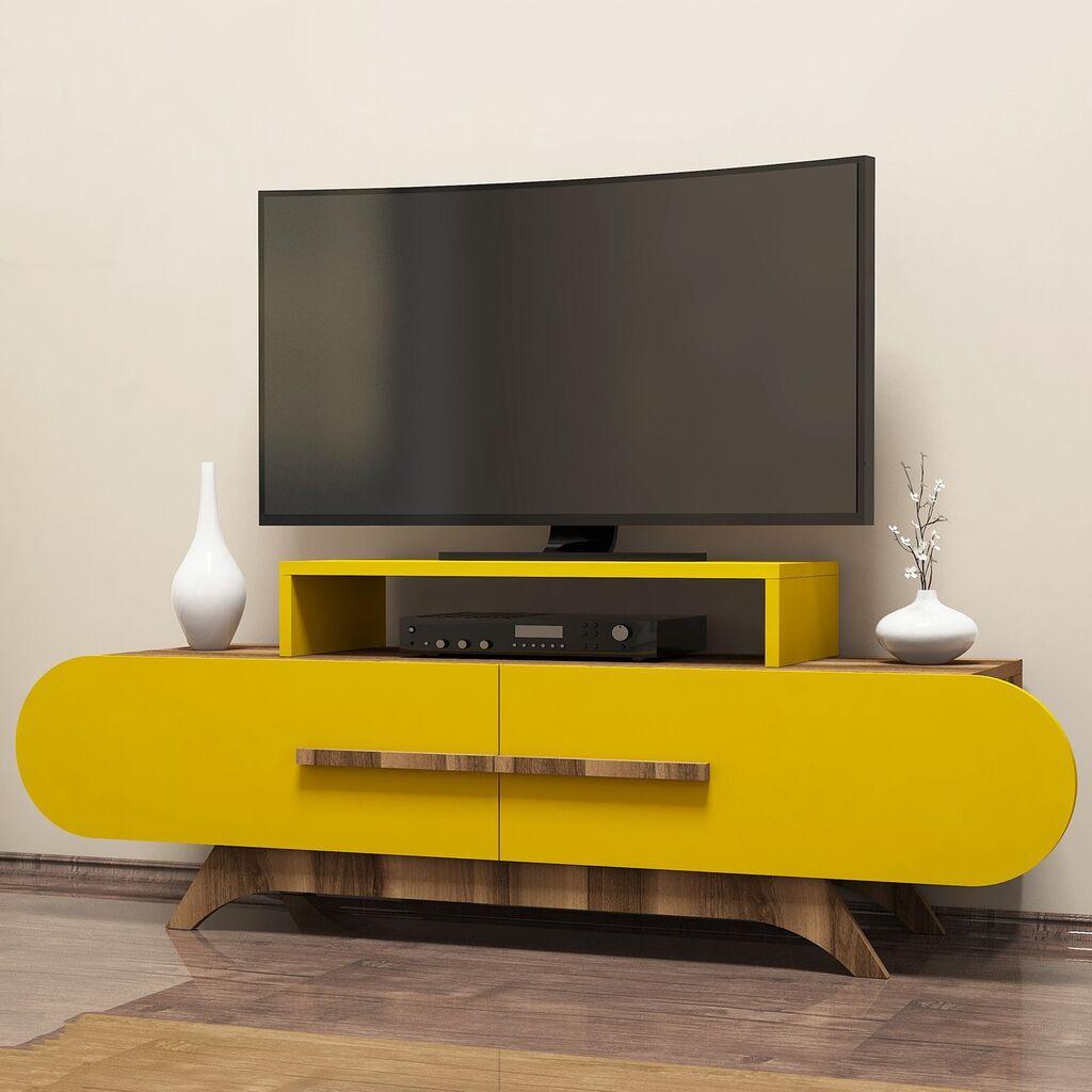 Hanah Home Rose TV komoda, Smeđa-Žuta