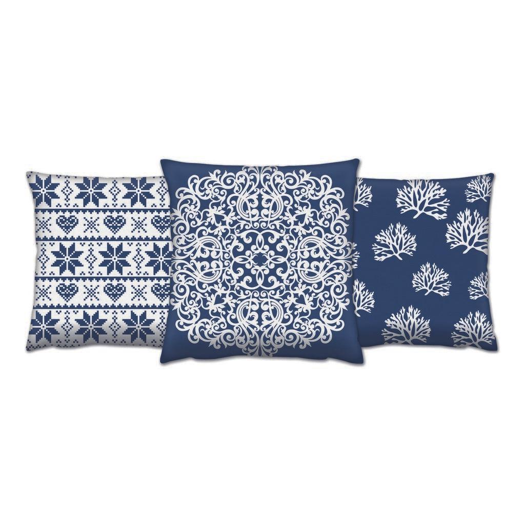 Aberto Design AC 4400 4669 4544 Set od 3 ukrasna jastuka, 43 x 43 cm, plava
