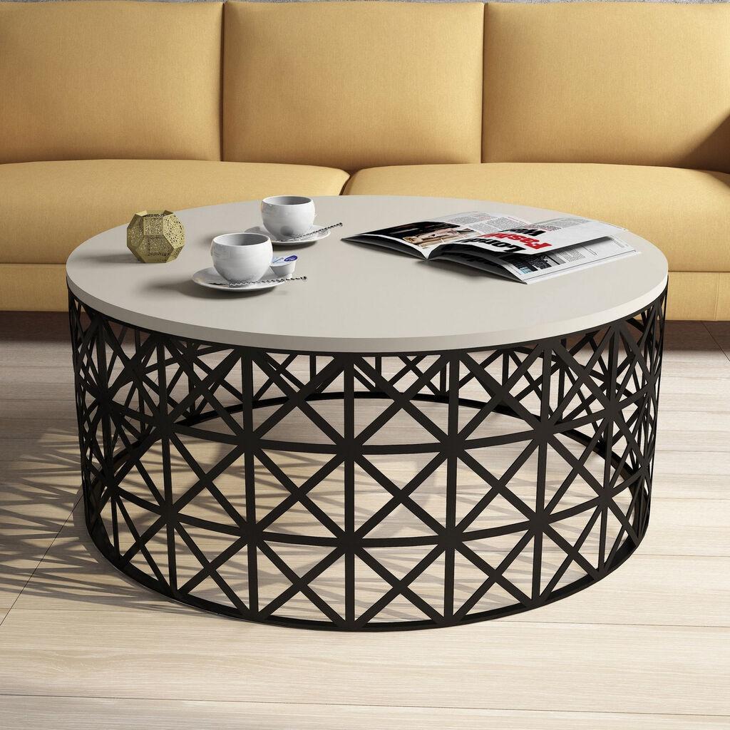 Hanah Home Club sto Selin Metal Porculan Krem-Crna