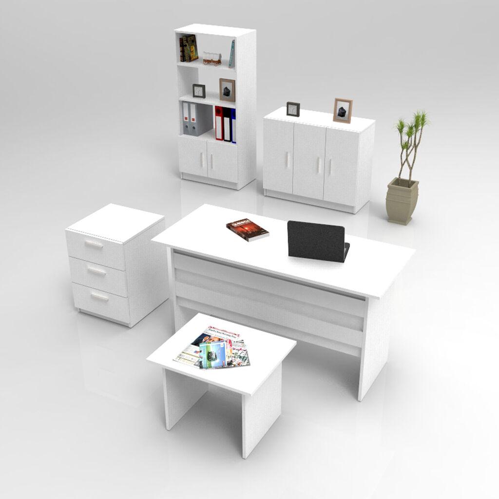 Hanah Home VO14 W Set kancelarijskog namještaja od 5 dijelova, bijeli