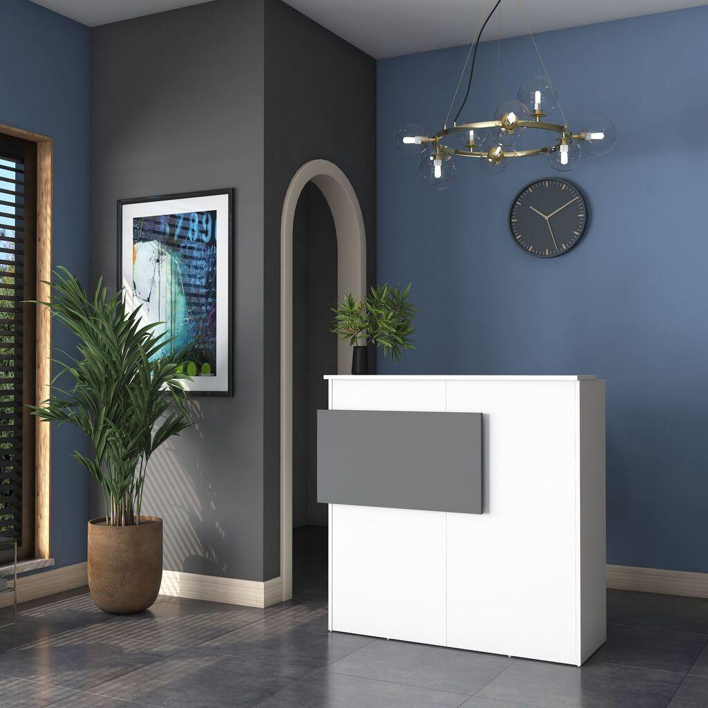 Hanah Home sto za prijem 110x110x40cm Bijeli mramor