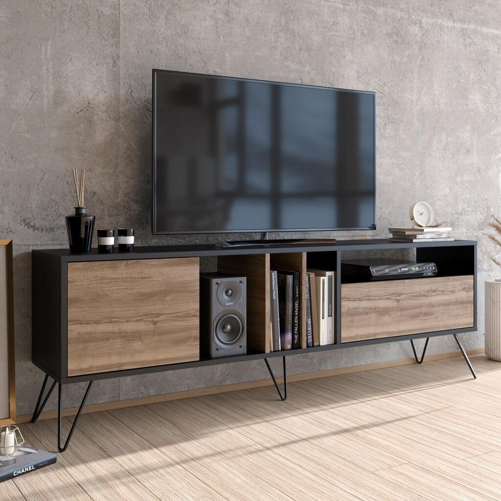 Hanah Home Mistico (180) TV komoda, Smeđa-Crna