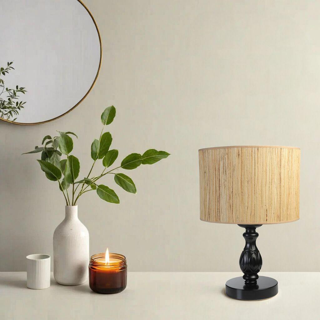 Opviq Stona lampa E27 Grlo, Crno-bež