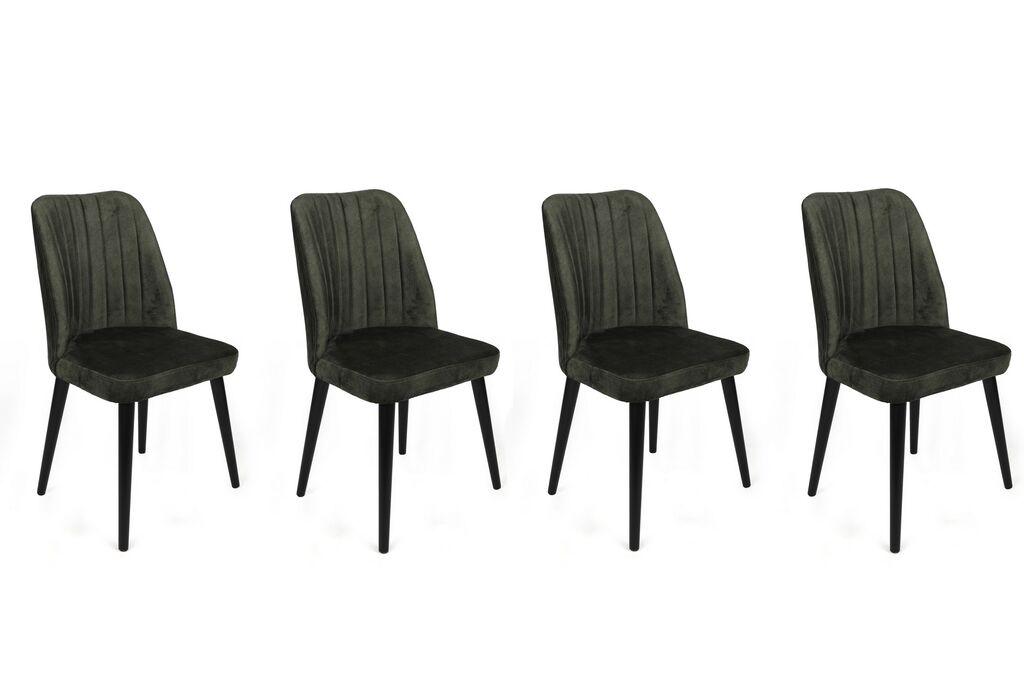 Hanah Home Set od 4 trpezarijske stolice Alfa Kaki-Crna