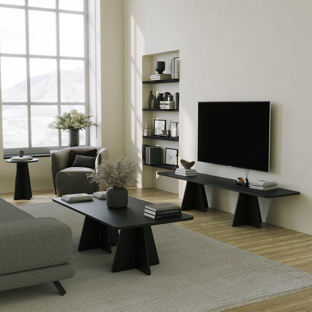 Hanah Home polica za TV s gljivama, crna
