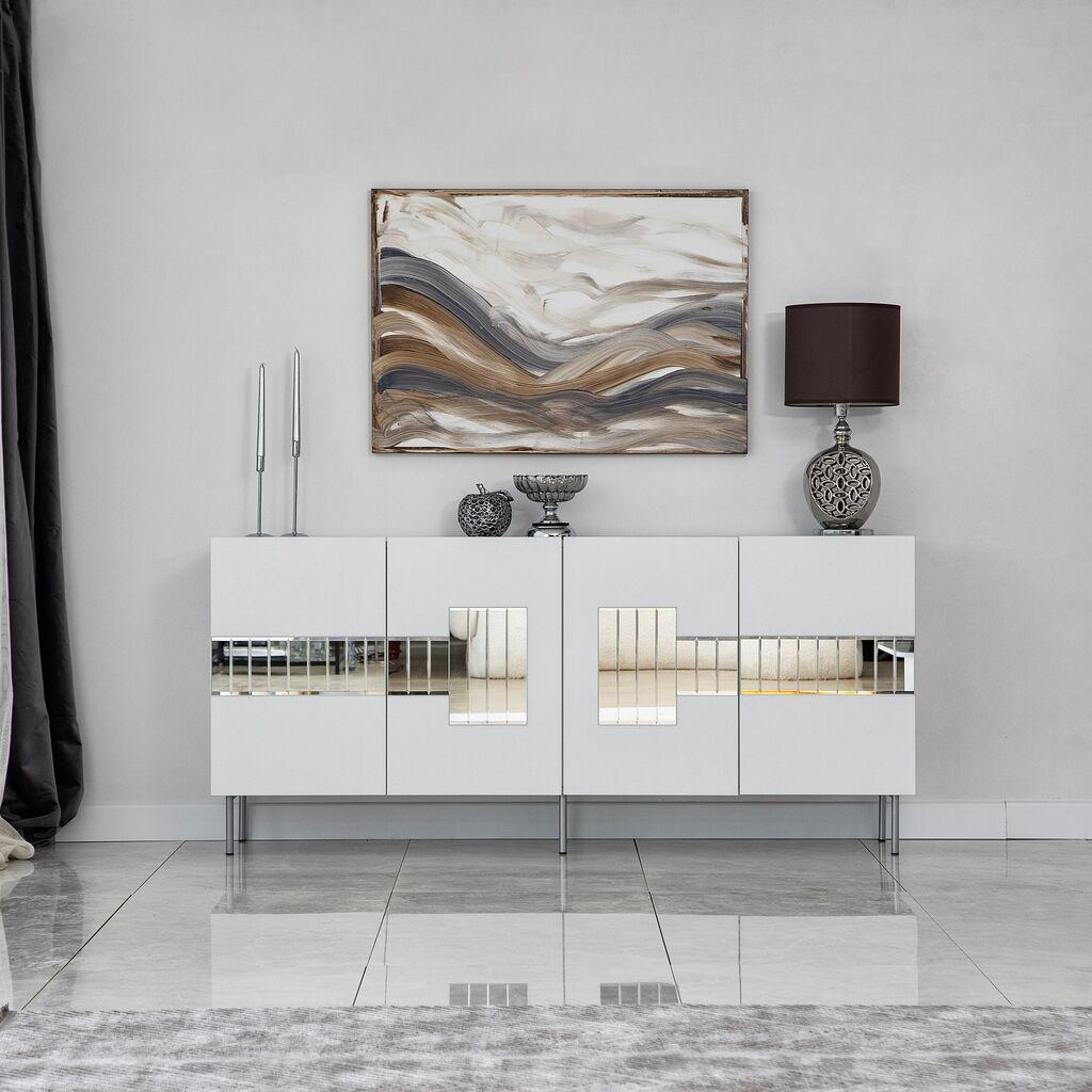 Hanah Home komoda Pariz 180x80x40cm bijelo-srebrna