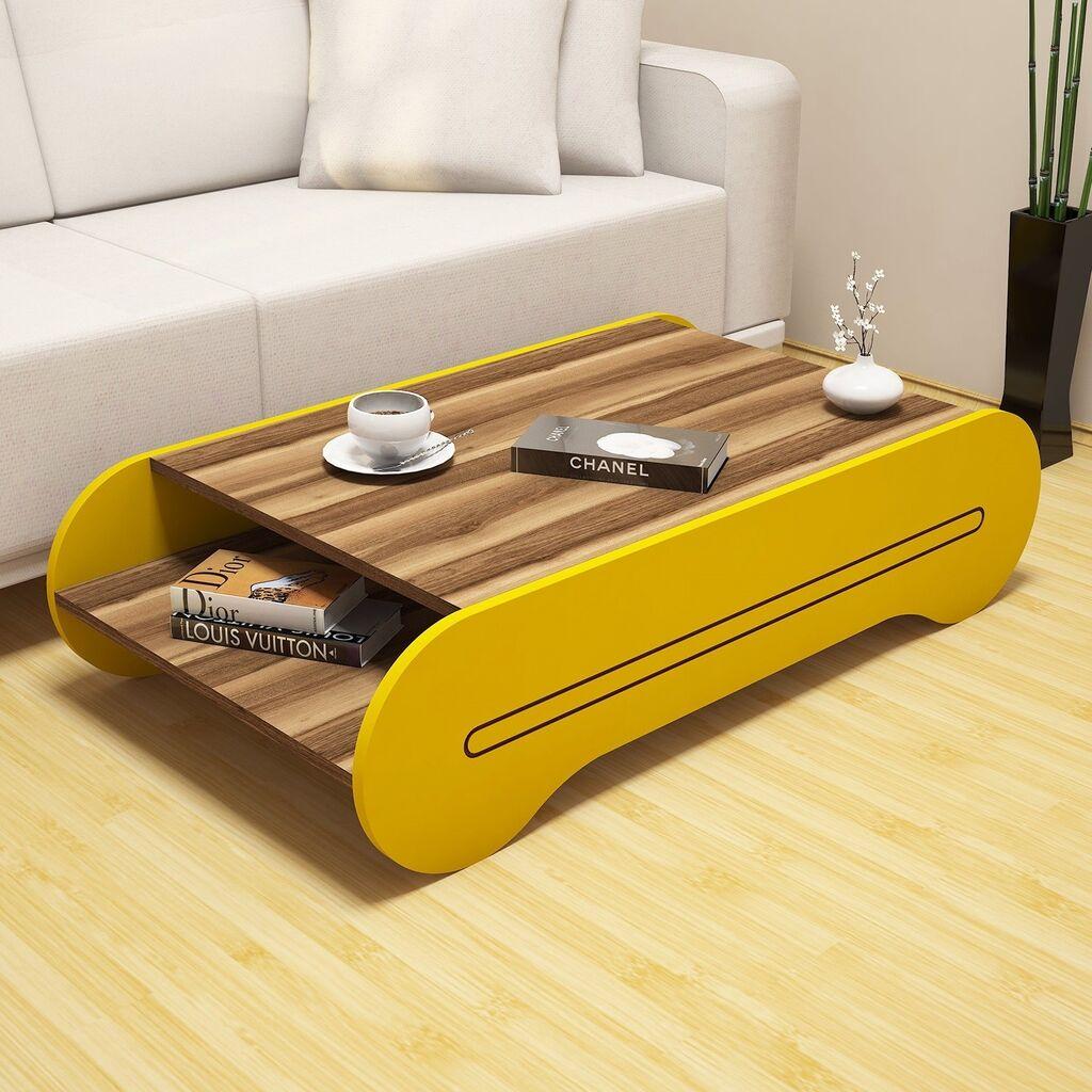 Hanah Home Cool Klub sto, 120x30x63.6, Orah-žuti