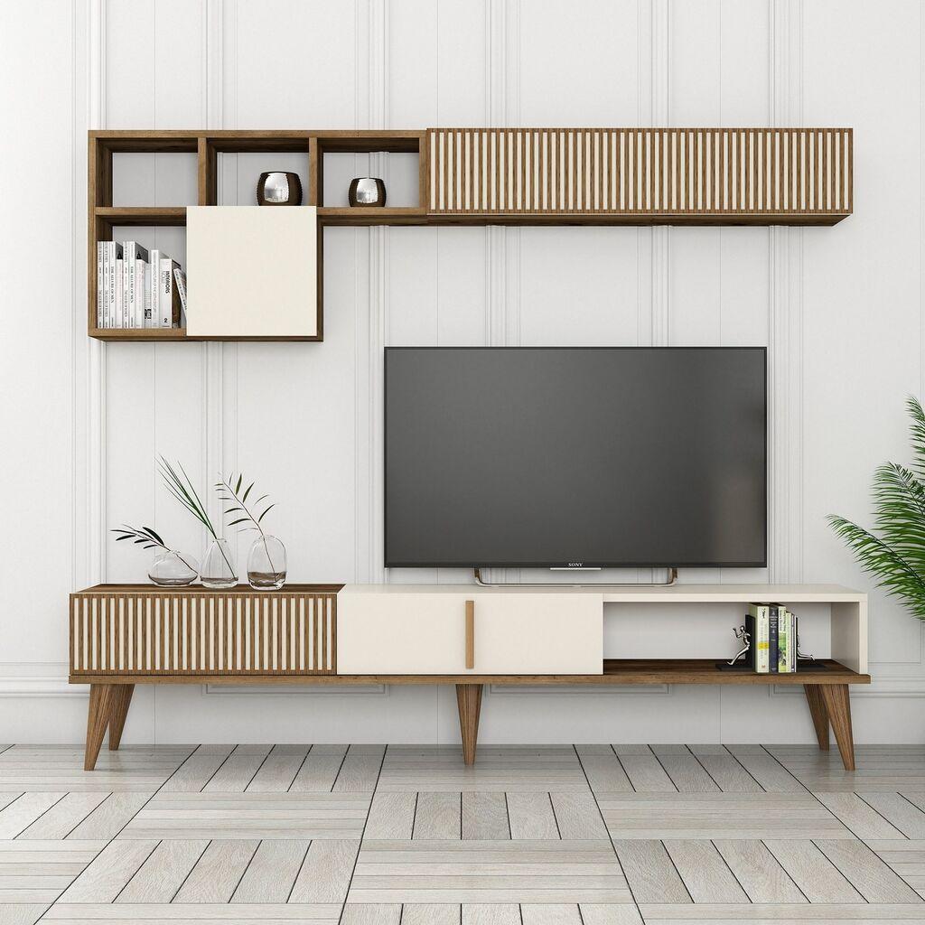 Hanah Home Milan TV  TV komoda, Smeđa-Krem