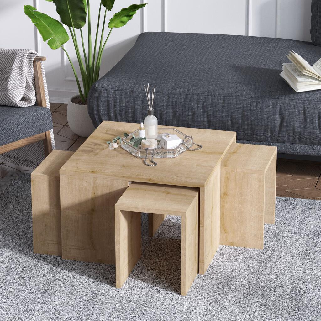 Hanah Home Club sto Ortanca 60x60x37cm Hrast