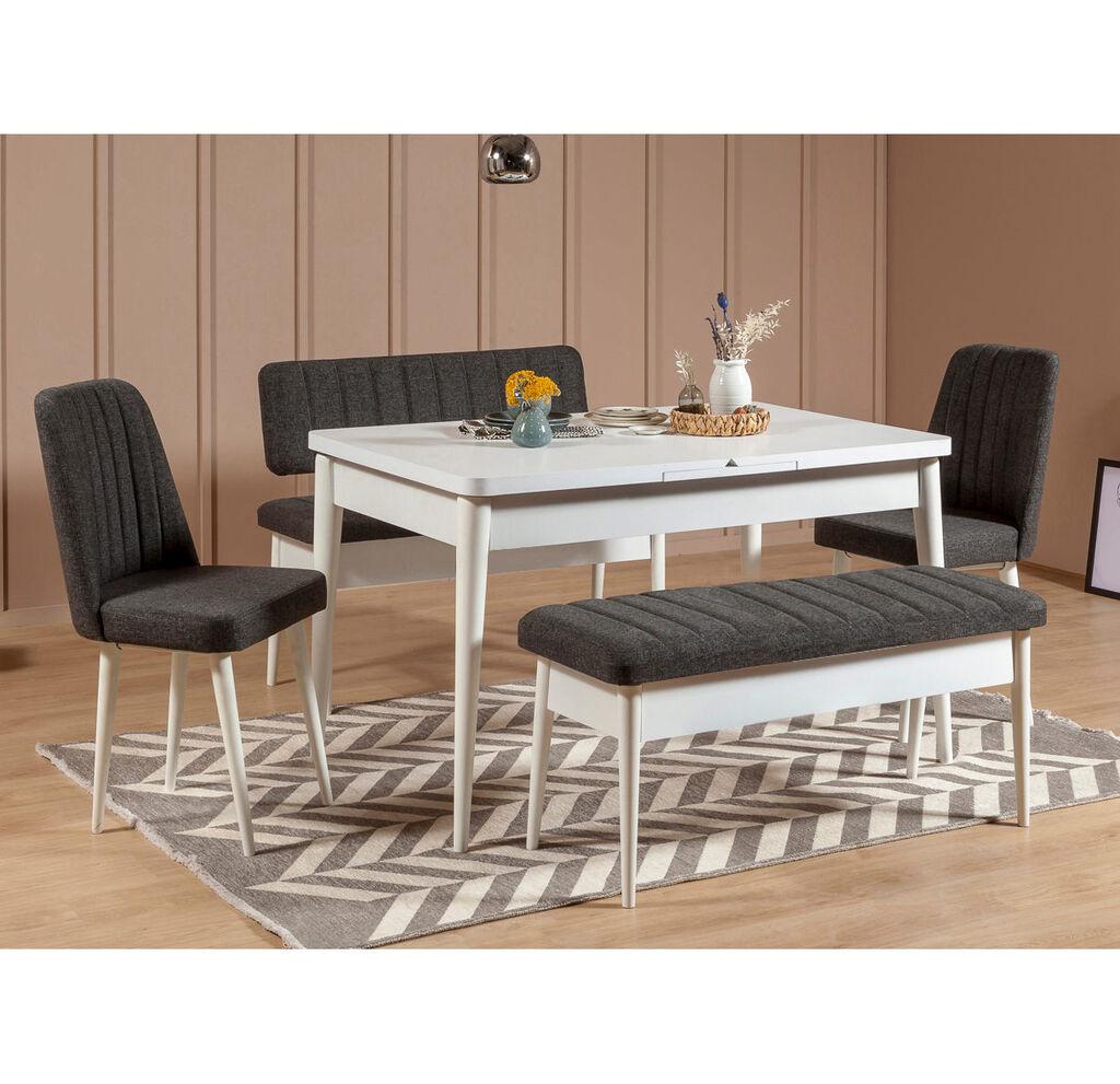 Hanah Home Vina Trpezarijski set, Bijelo-tamnosiva