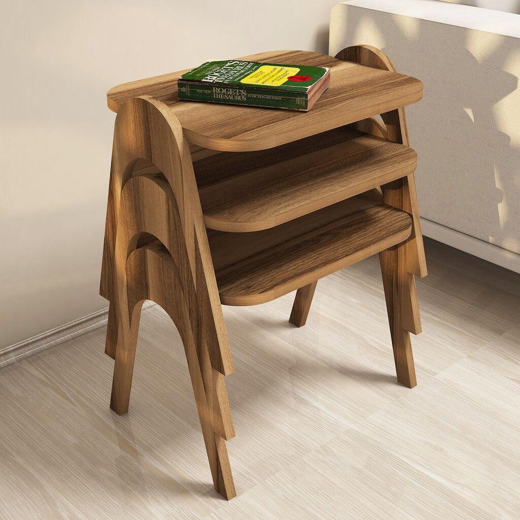 Hanah Home Set klub stolića, 3 dijela Paris Walnut