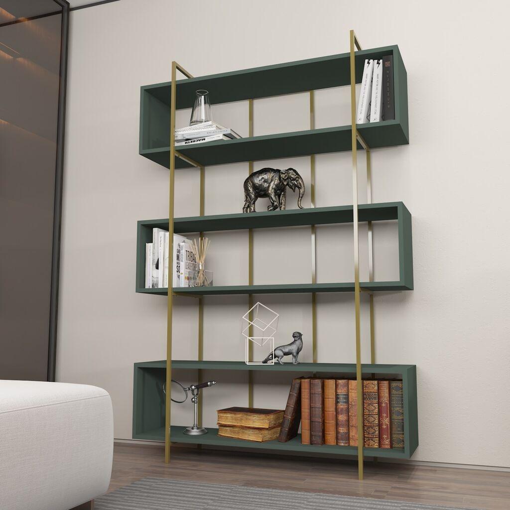 Hanah Home Bruti Zeleno-zlatna polica za knjige 120x180x29,6 cm, zelena
