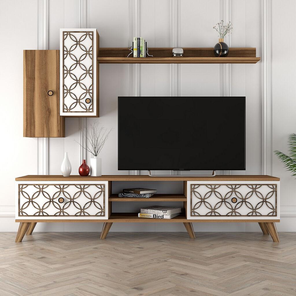Hanah Home TV polica klase S, smeđe-bijela