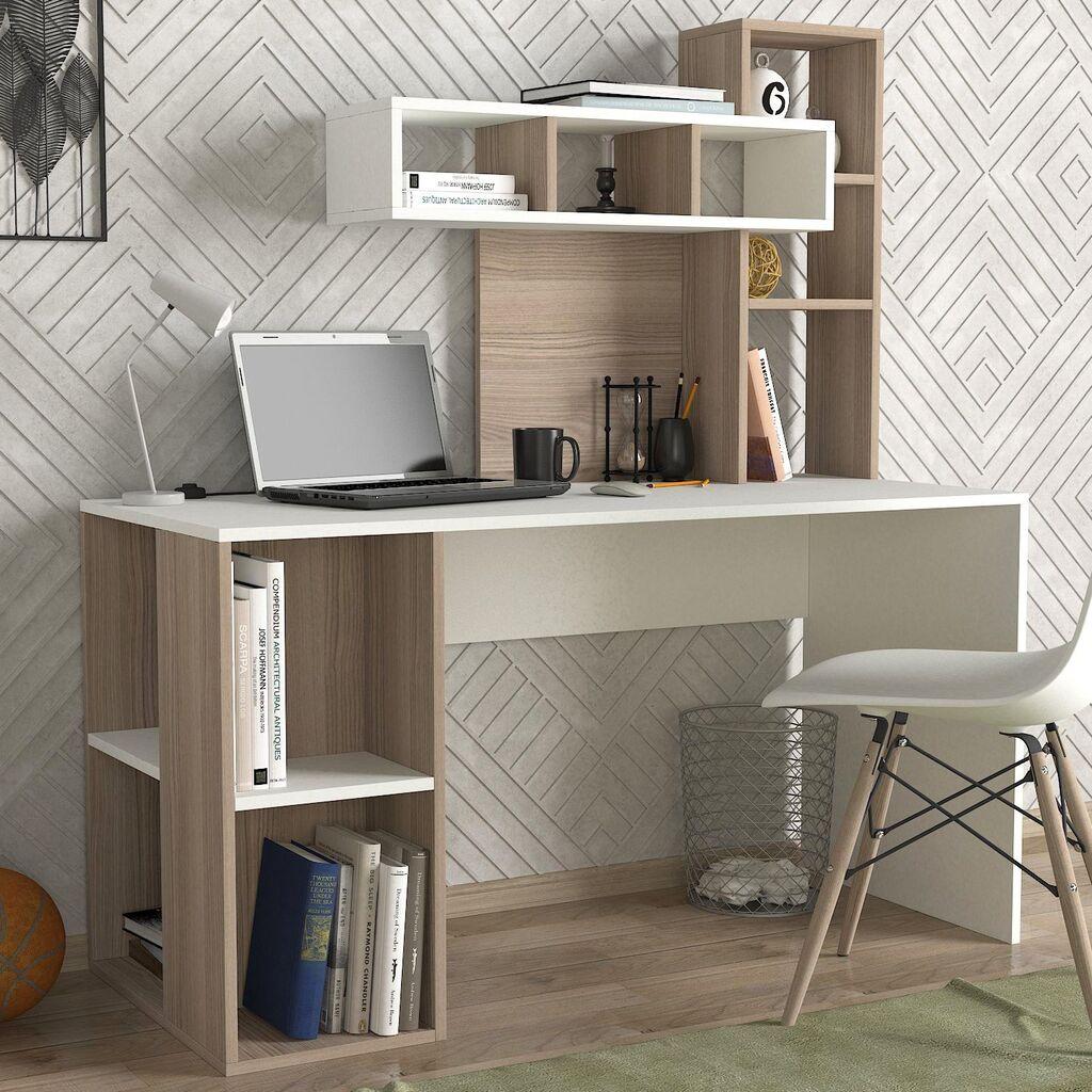 Hanah Home Radni sto Coral, 140x153.8x60 cm, Braon-bijeli