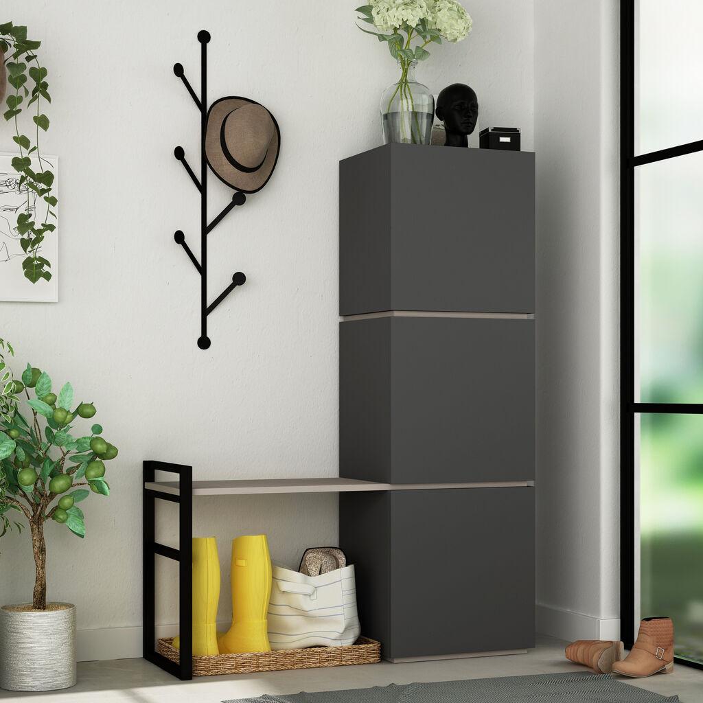 Hanah Home Mello antracit stalak za cipele, crni