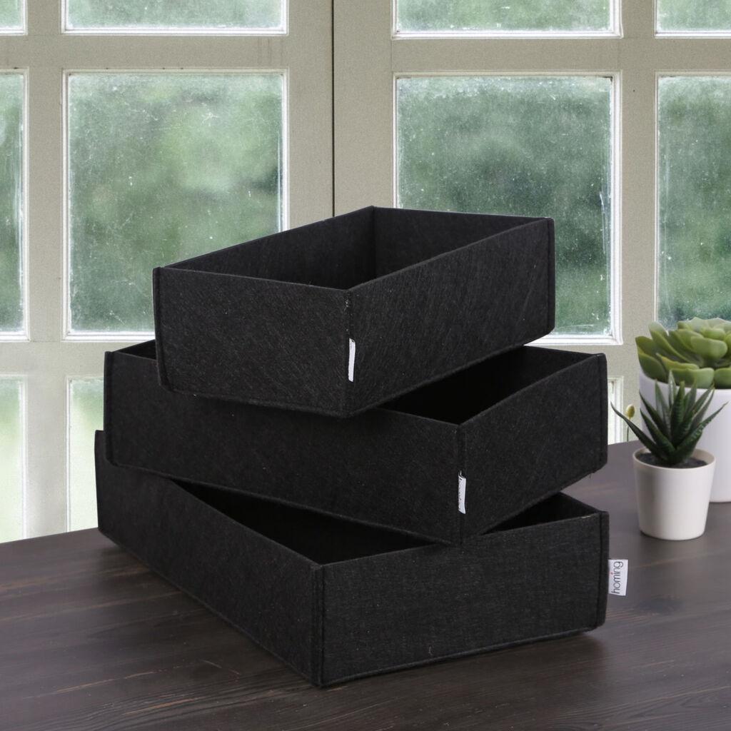 Aberto Design HMY 6272 Set kutija za odlaganje, 3 komada, Crni