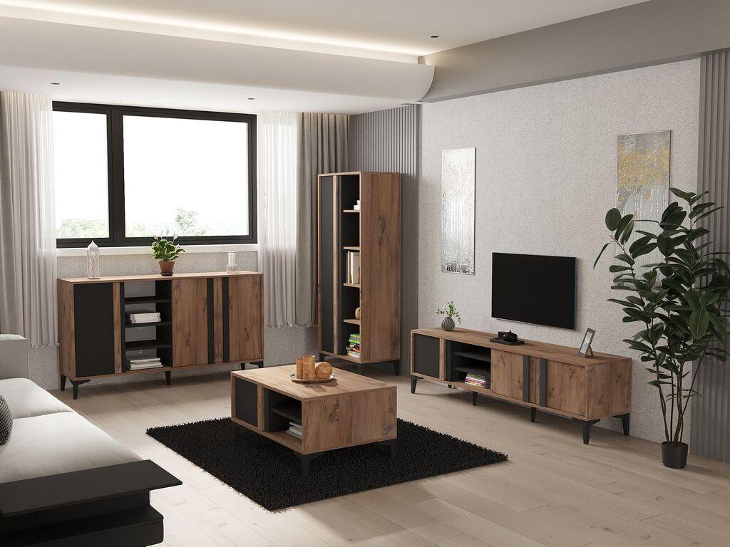 Hanah Home TV set Komoda i klub stolić bež-antracit boje