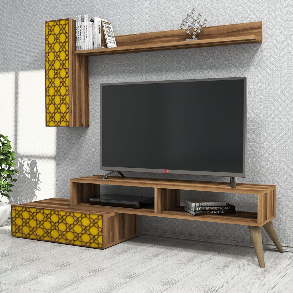 Hanah Home Planet  TV komoda, Smeđa-Žuta