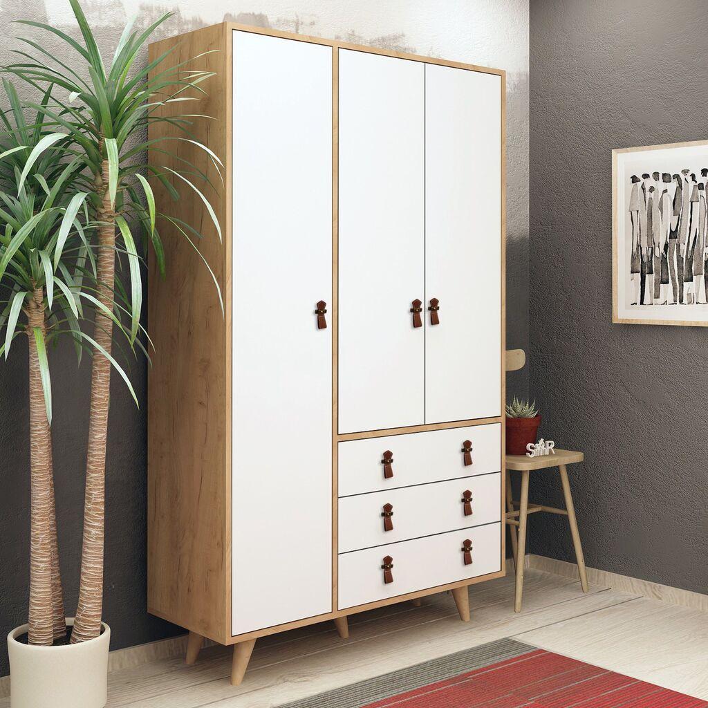 Hanah Home Frankym 120x187x52cm, Ormar, Bijelo-smeđa