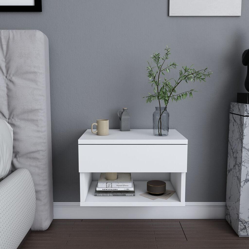 Hanah Home Jamot Noćni ormarić, 44,6x29x31,9 cm, Bijeli