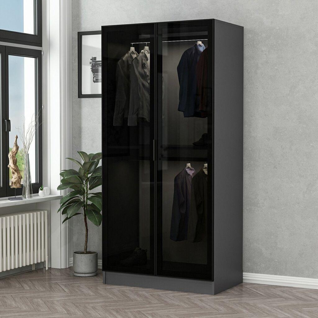 Hanah Home Kale Glass Anthracite 190 Ormar, 90x190x52cm, Crni