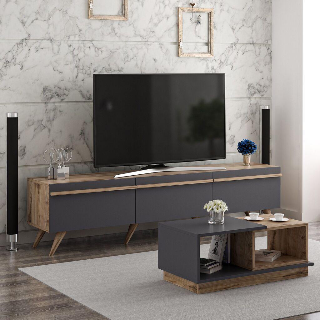 Hanah Home Set TV komoda i klub stolić, orah