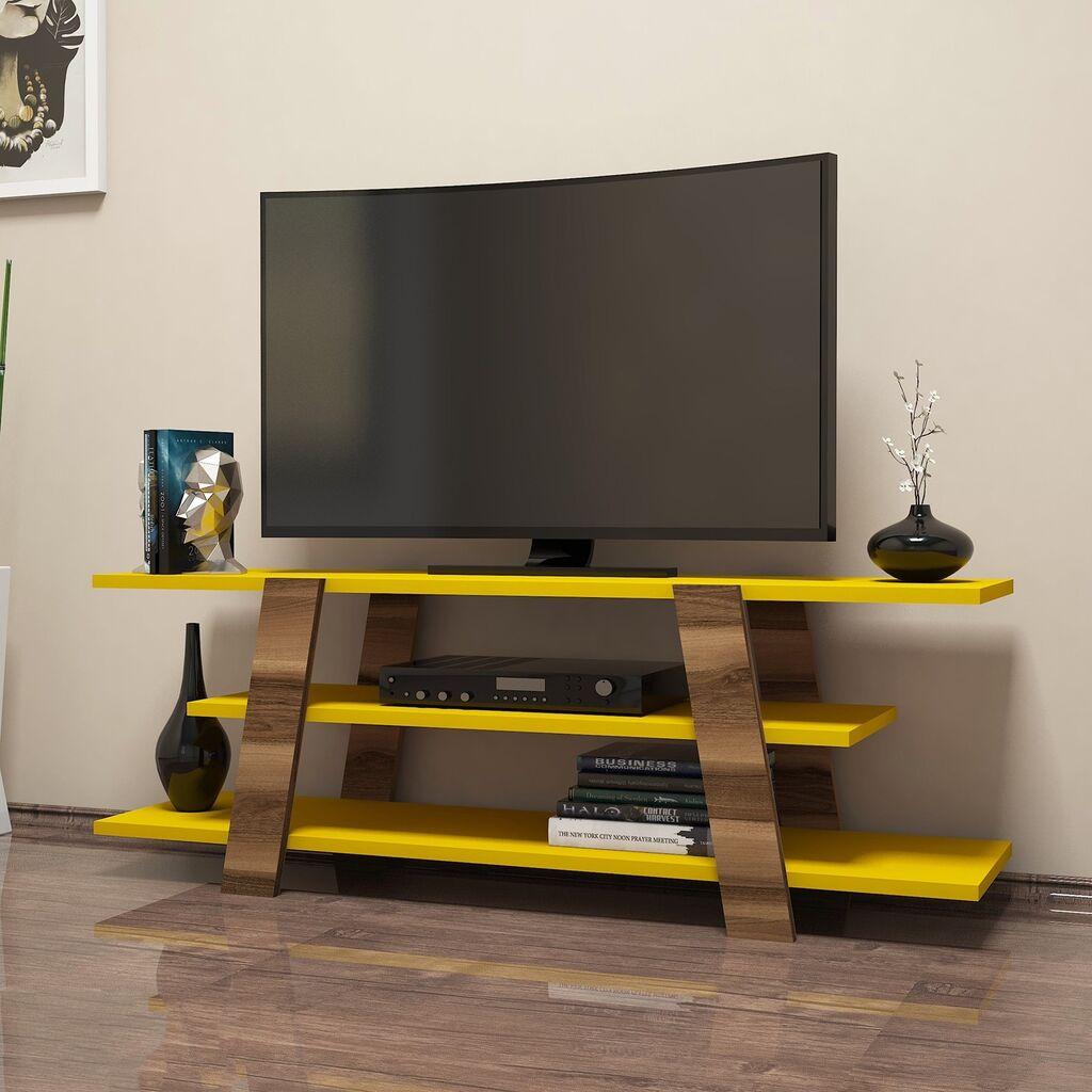 Hanah Home Flower TV polica, smeđe-žuta