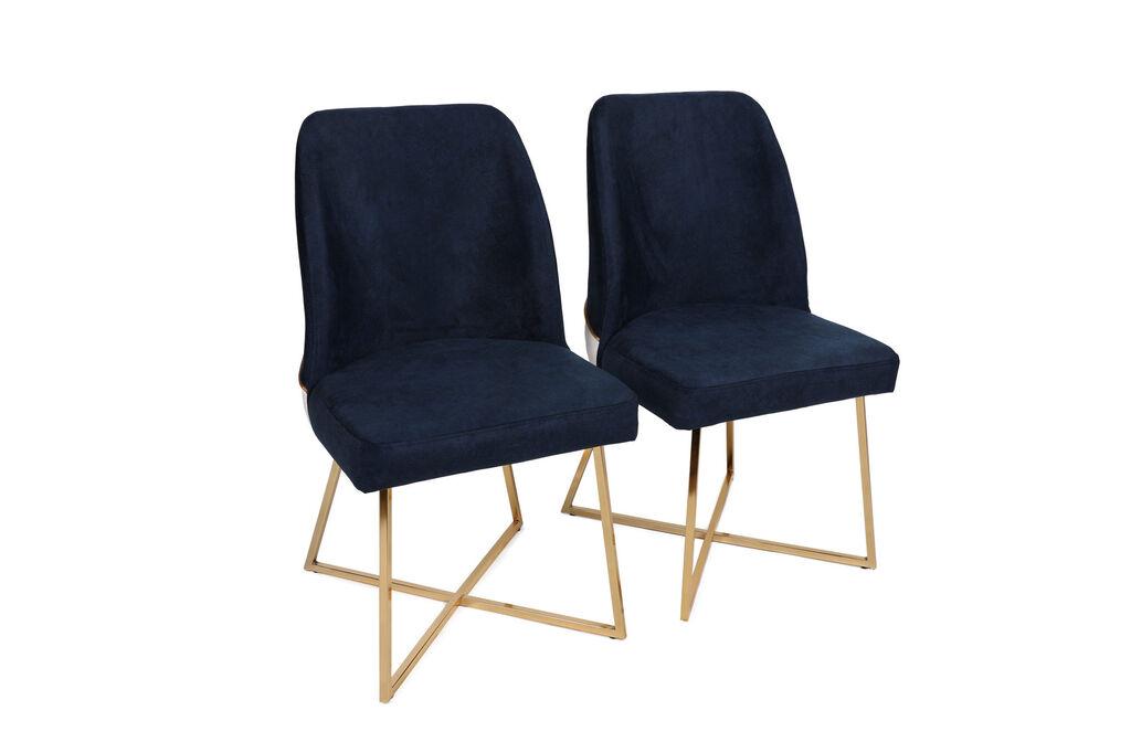 Hanah Home Set od 2 trpezarijske stolice zlatno-plave boje