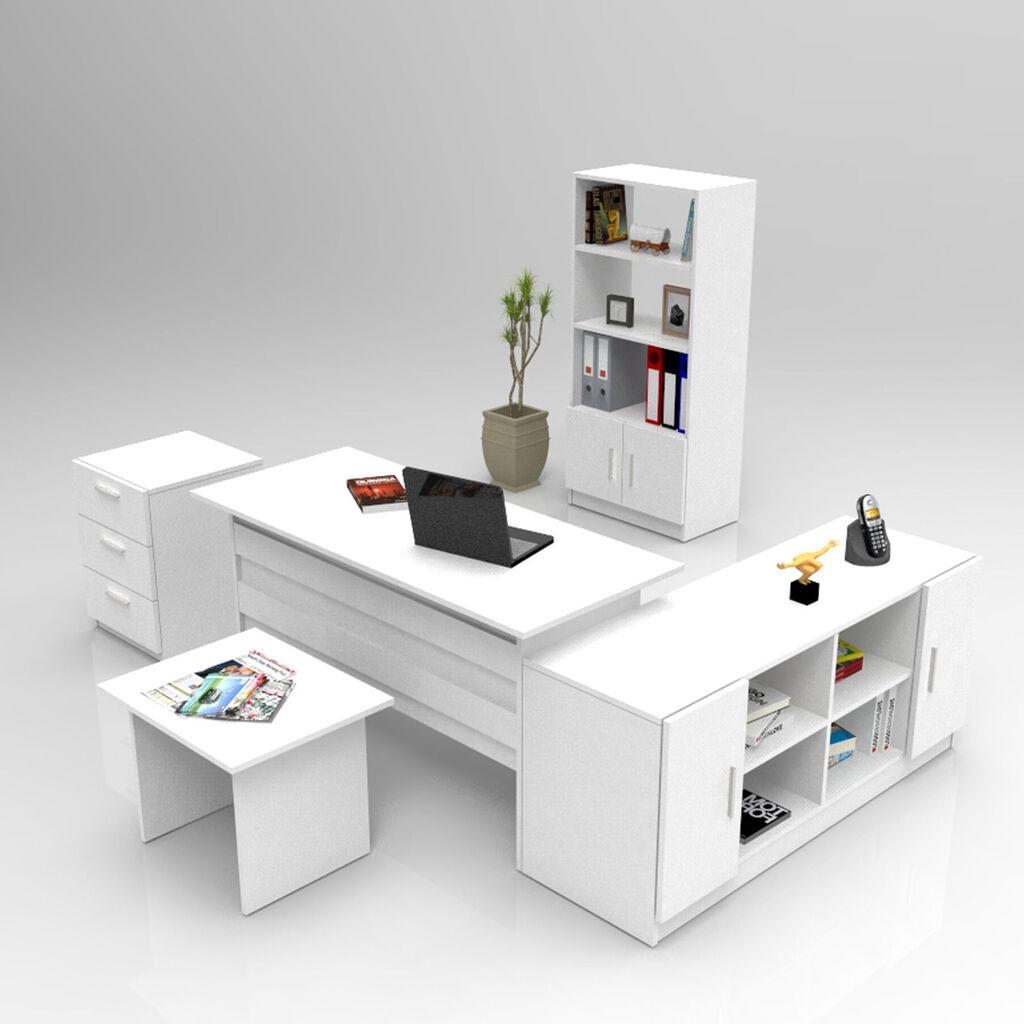 Hanah Home VO15 W set kancelarijskog namještaja od 5 dijelova, bijela