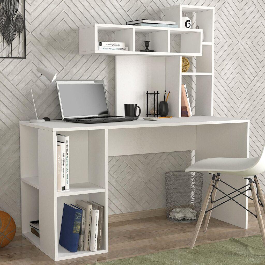HANAH HOME Koralni radni sto, 140x153,8x60cm, Bijeli