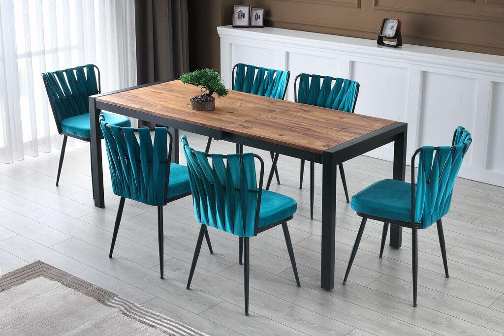 Hanah Home Silva 1011 Razvlačivi trpezarijski sto, crni