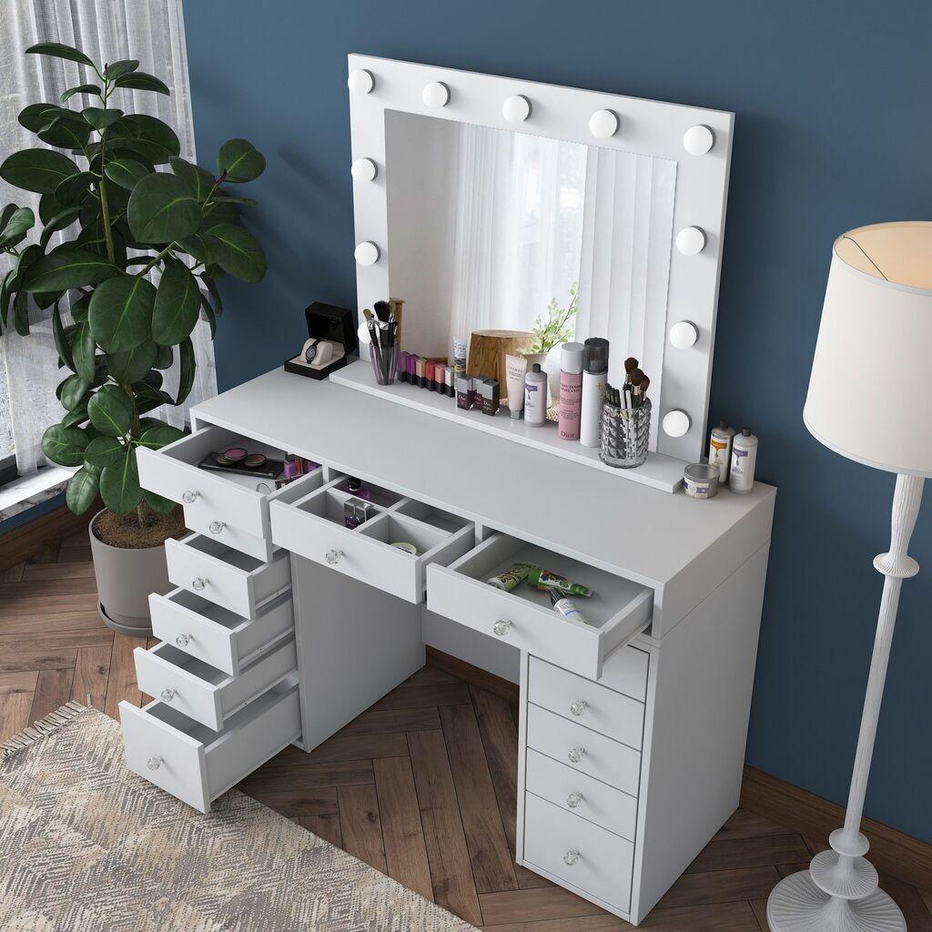 Hanah Home Stol za šminkanje 120x81,6x44,5cm Bijeli