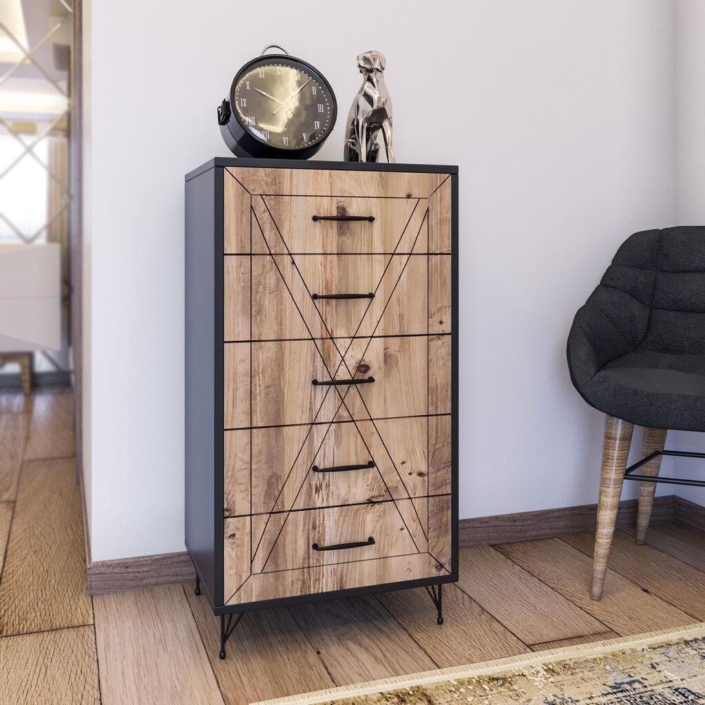 Hanah Home komoda Planet 50x95x40cm antracit-hrast
