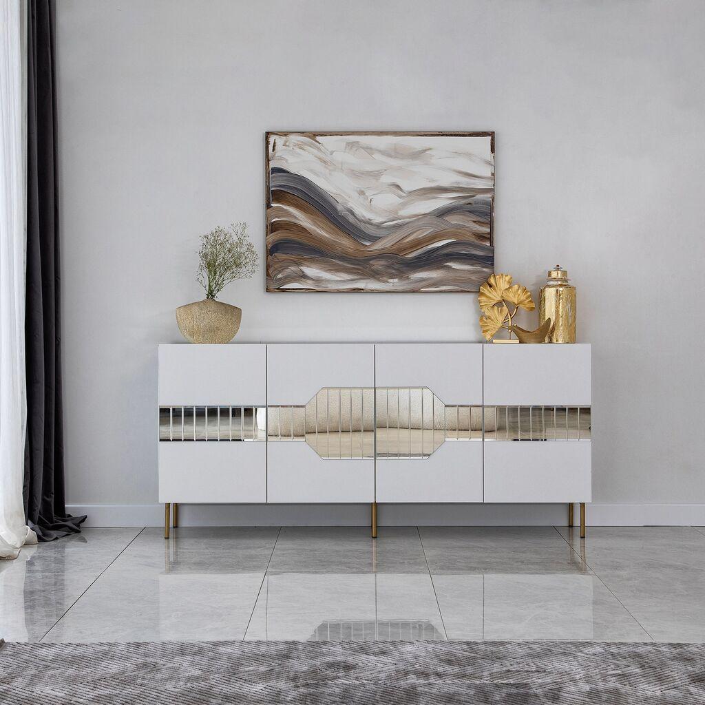 Hanah Home komoda Milan 180x80x40cm bijelo-zlatna