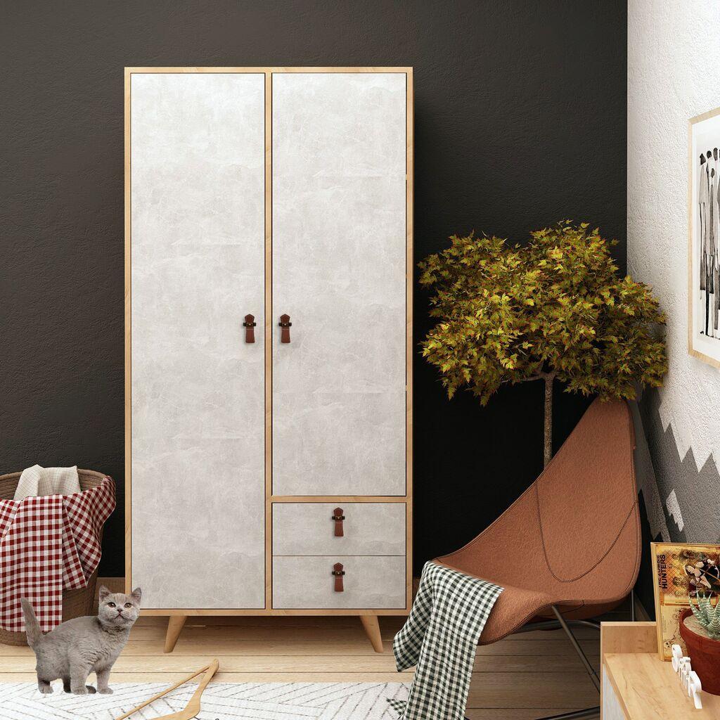 Hanah home Ormar Suwon 100x190x52cm Hrast-siva