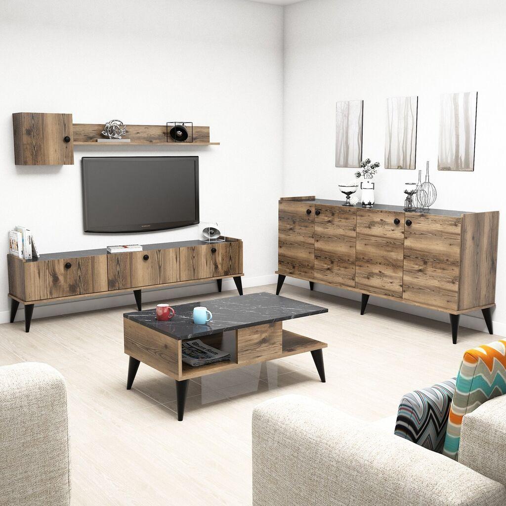 Hanah Home Set TV komoda i klub stolić bež-mermer