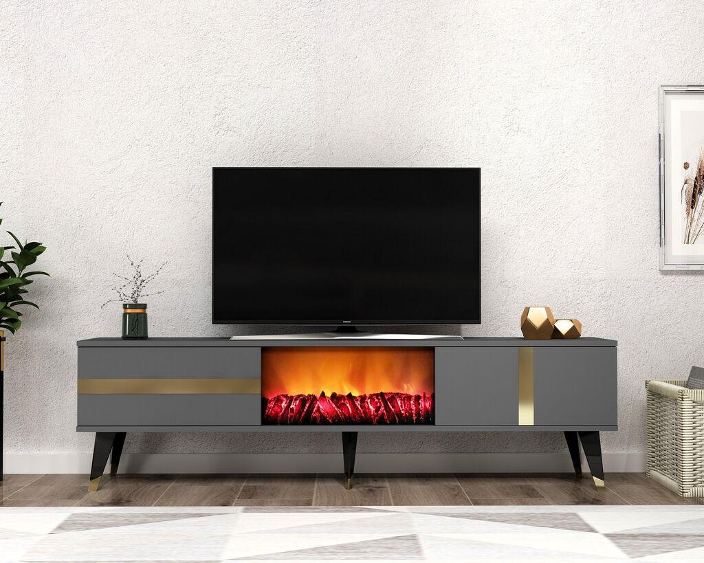 Hanah home TV komoda Vania antracit-zlatna