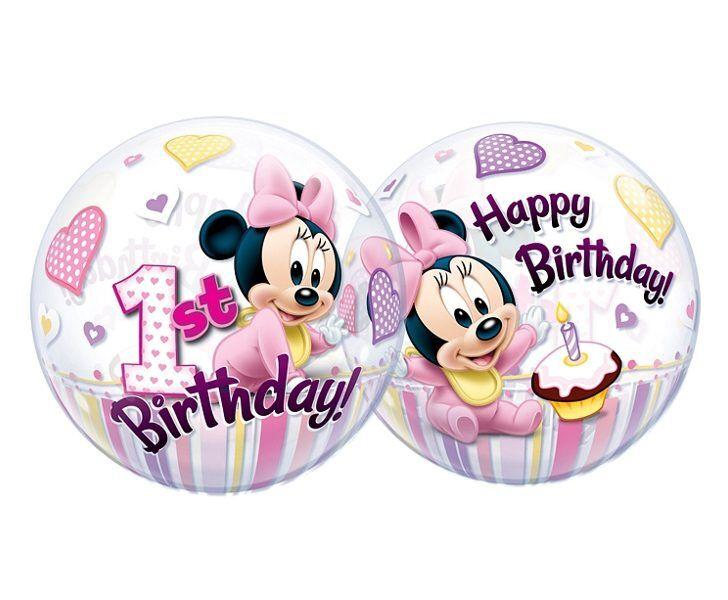 PartyDeco Folijski balon Minnie Mouse 1 Birthday 55cm 12862