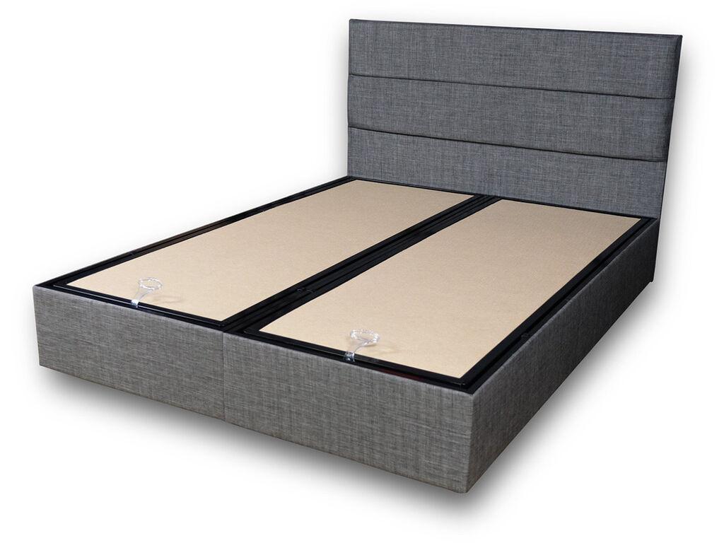 Hanah Home Bračni krevet s prostorom za odlaganje Srebrna 140x38x190cm Crna