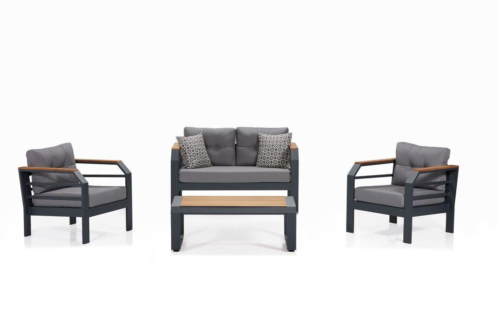 Hanah Home vrtni namještaj 67x137x77cm sivo-crni