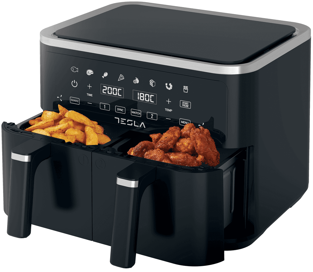 Tesla Friteza na vrući zrak AF900BSD, 9L (4.5+4.5L), 2400W, Crna