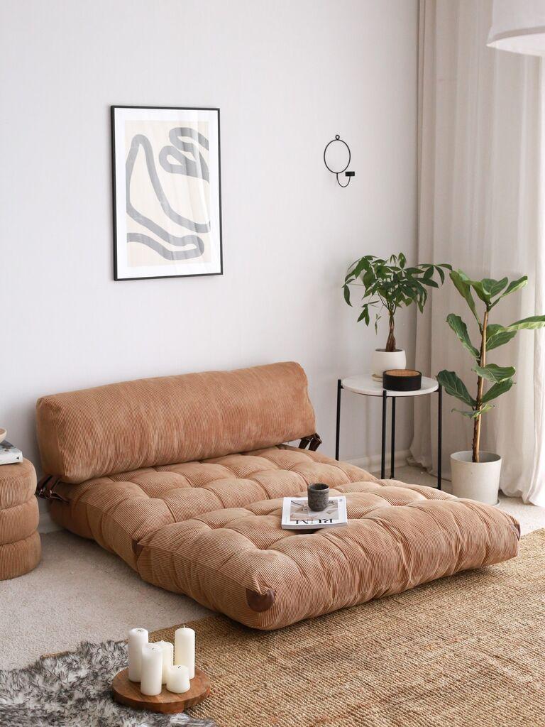 Atelier del Sofa na rasklapanje, dvosjed, Fold Velvet 2, 120x24x75cm, boja kamile