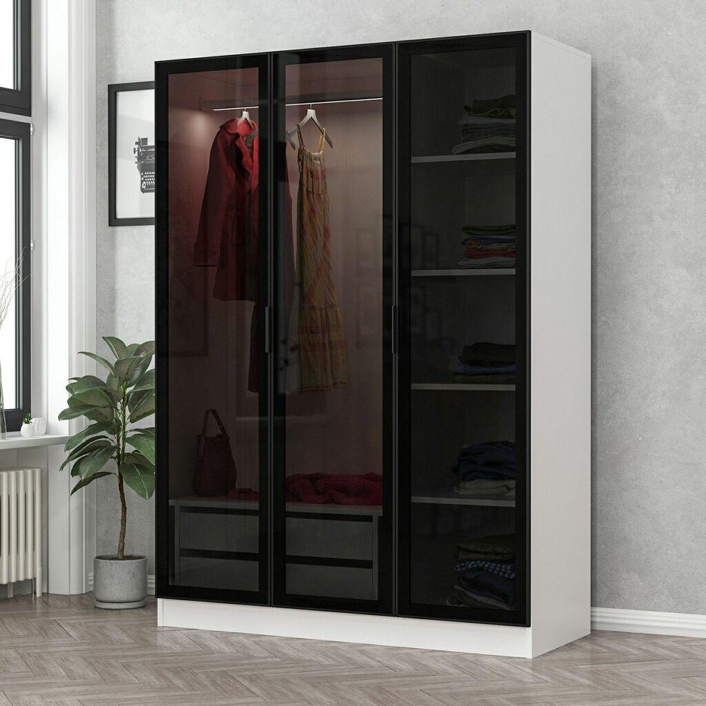 Hanah home Ormar Kale 135x190x52cm Bijelo-crni