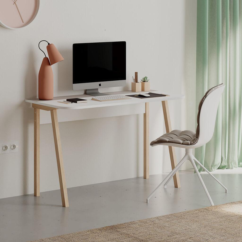 Hanah Home Luton Bijeli svijetli moka radni stol 120x75x60 cm, bijela