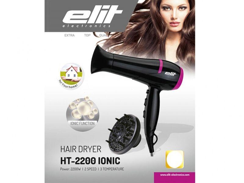 Elit Fen za kosu HT-2200 Ionic, 2200W, Crni